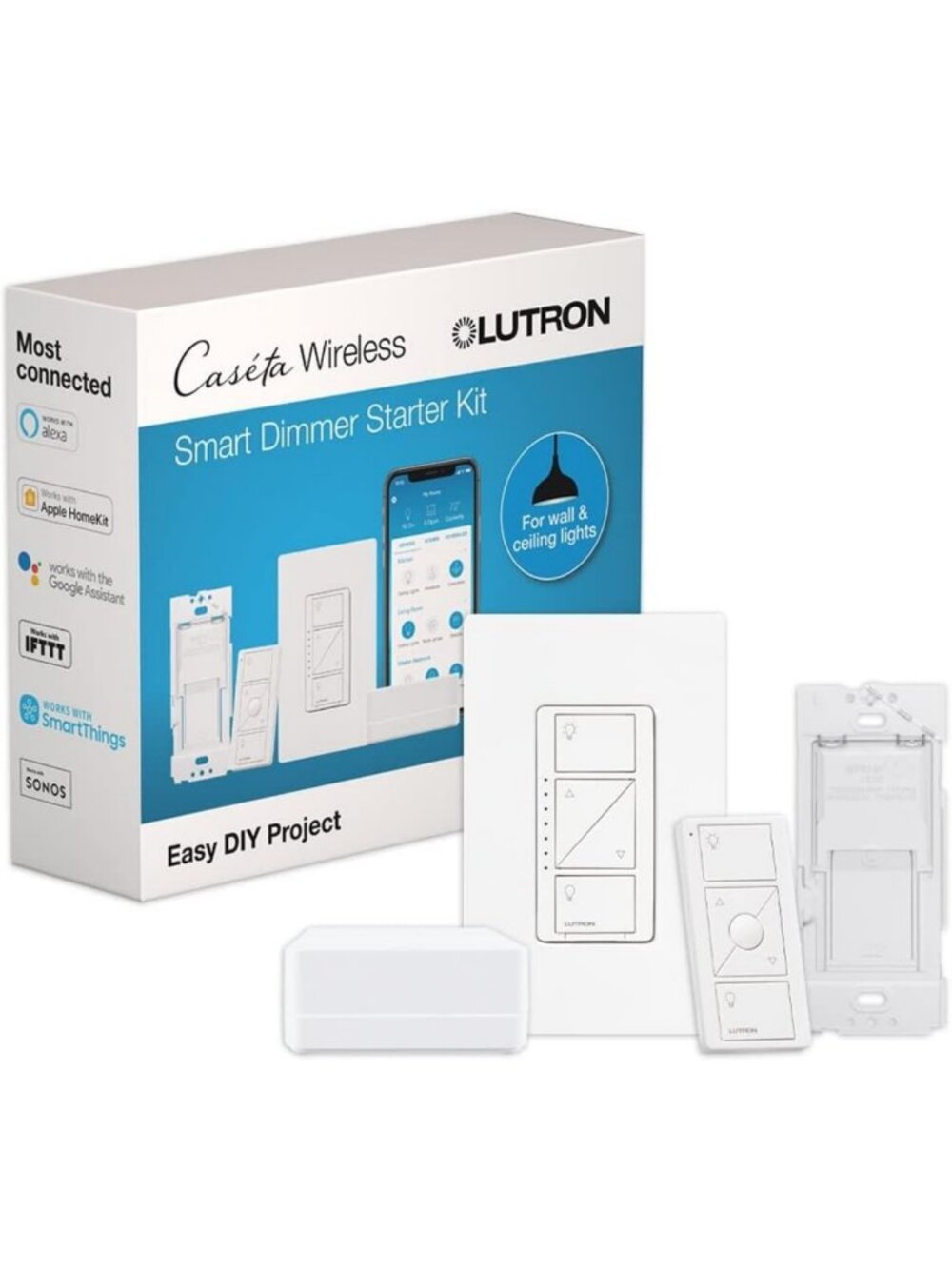 Smart Dimmer Starter Kit with Remote, Bracket & Hub - Home Automation Essentials